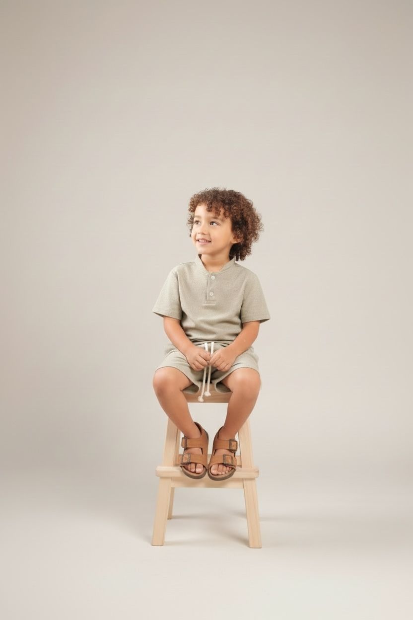 Conjunto masculino infantil gola padre em linho tamanhos 4,6,8
