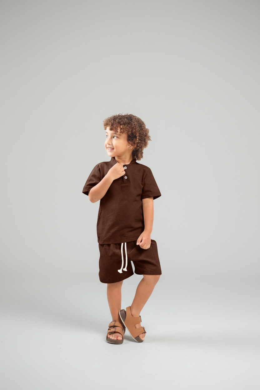 Conjunto masculino infantil gola padre em linho tamanhos 4,6,8