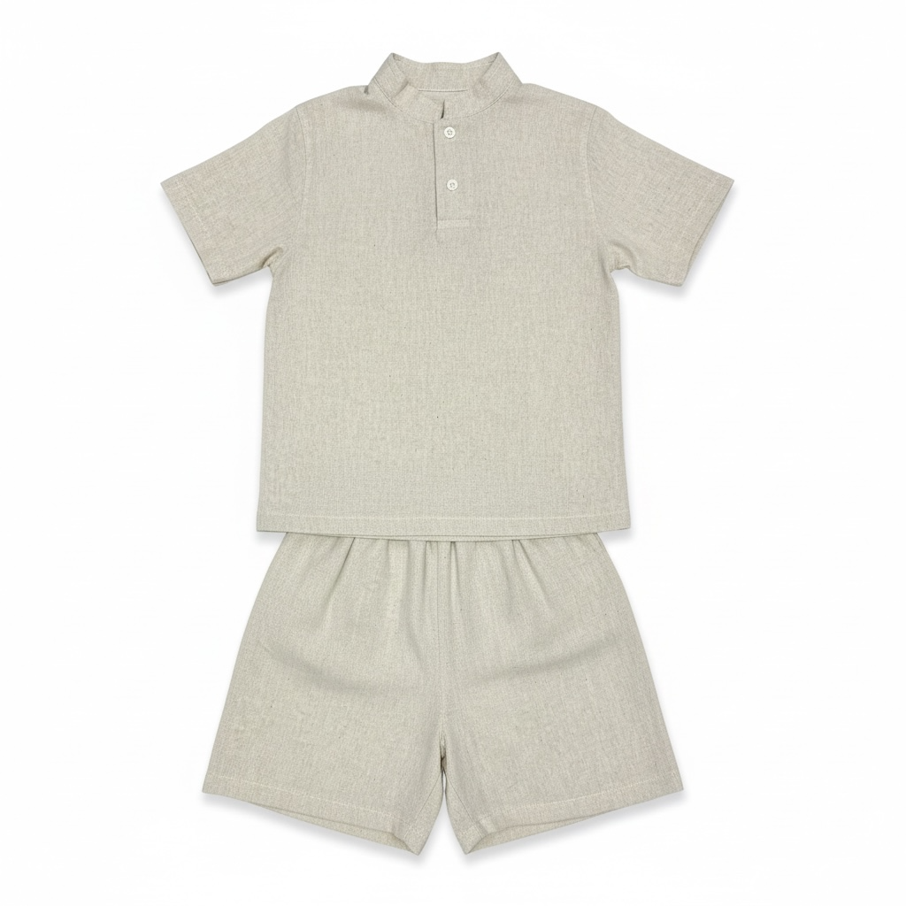 Conjunto masculino infantil gola padre em linho tamanhos 4,6,8