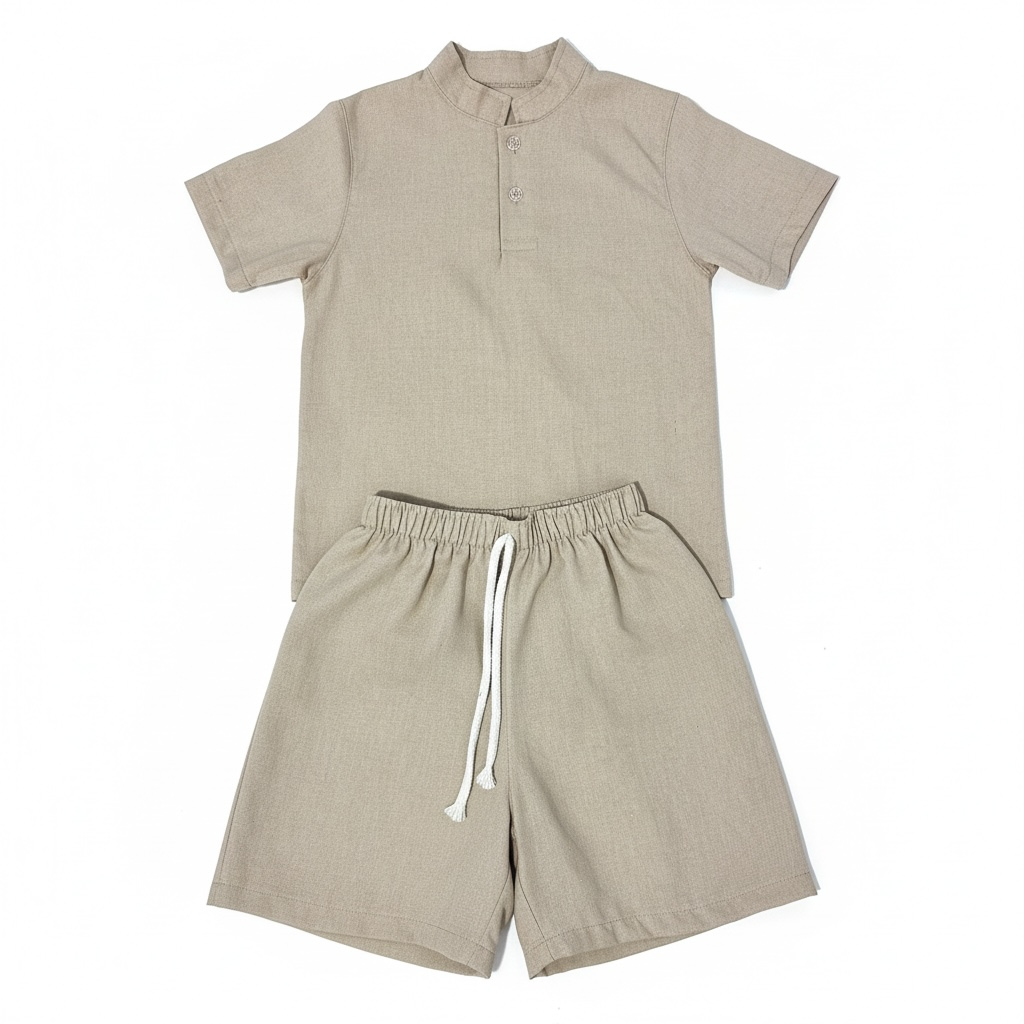 Conjunto masculino infantil gola padre em linho tamanhos 4,6,8