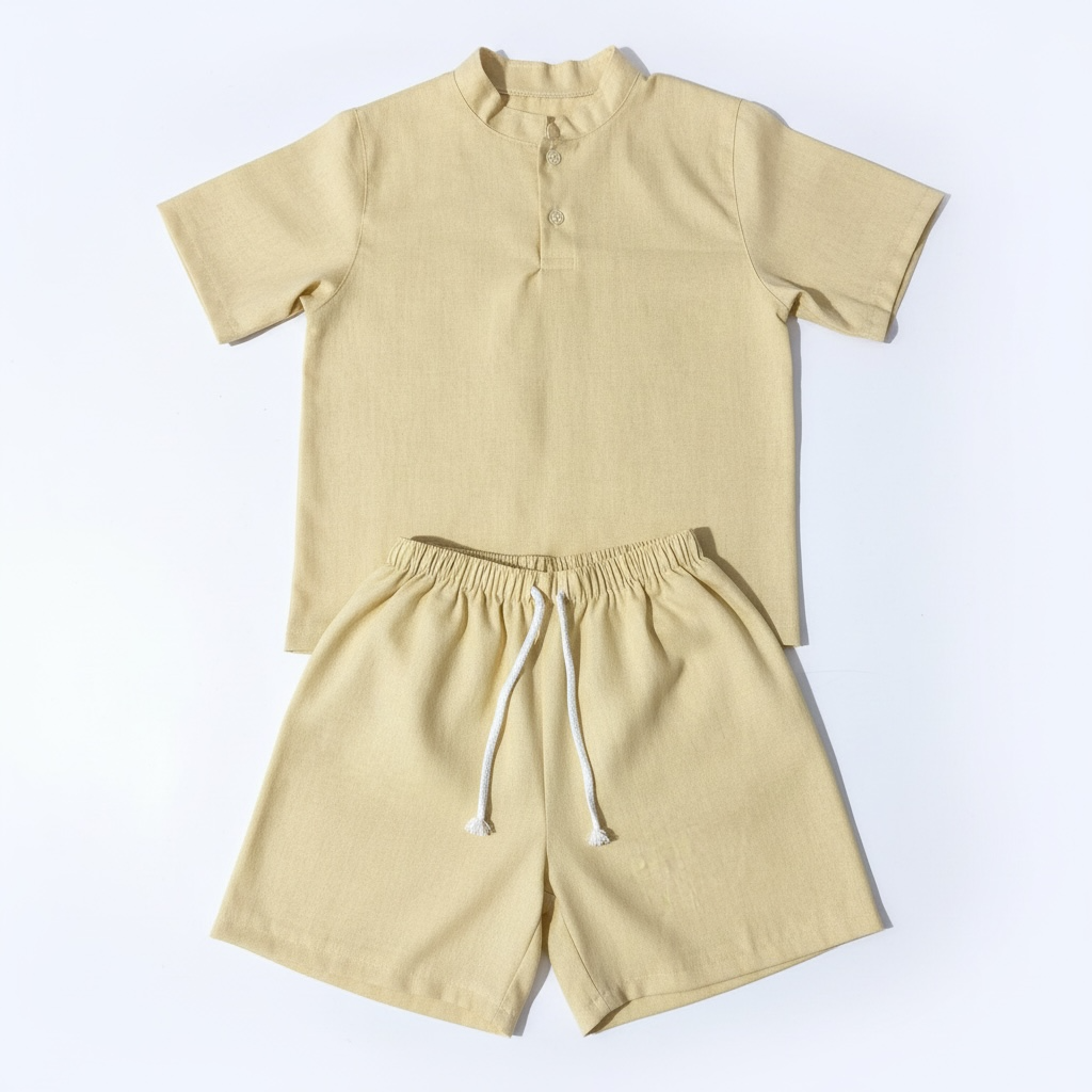 Conjunto masculino infantil gola padre em linho tamanhos 4,6,8